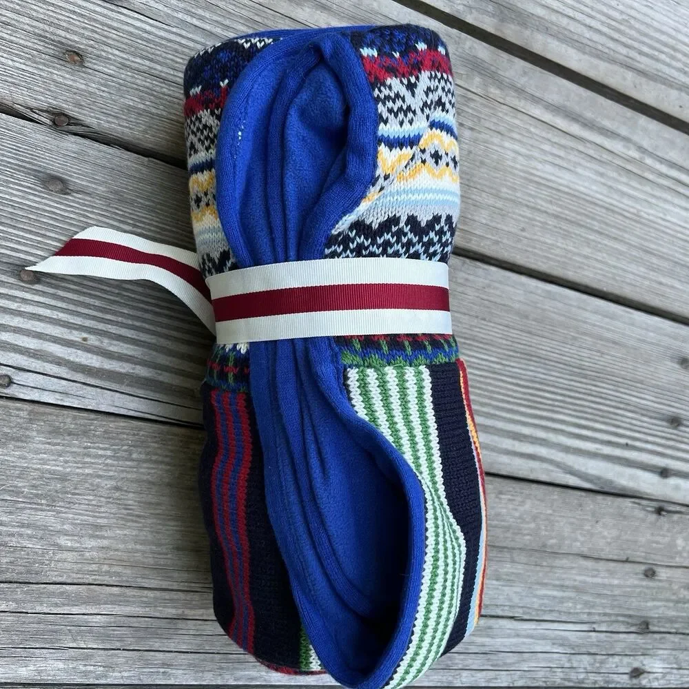 Baby Gap Fair Isle Crazy Stripe Diamond Fleece Knit Knitted Sweater Boy Blanket